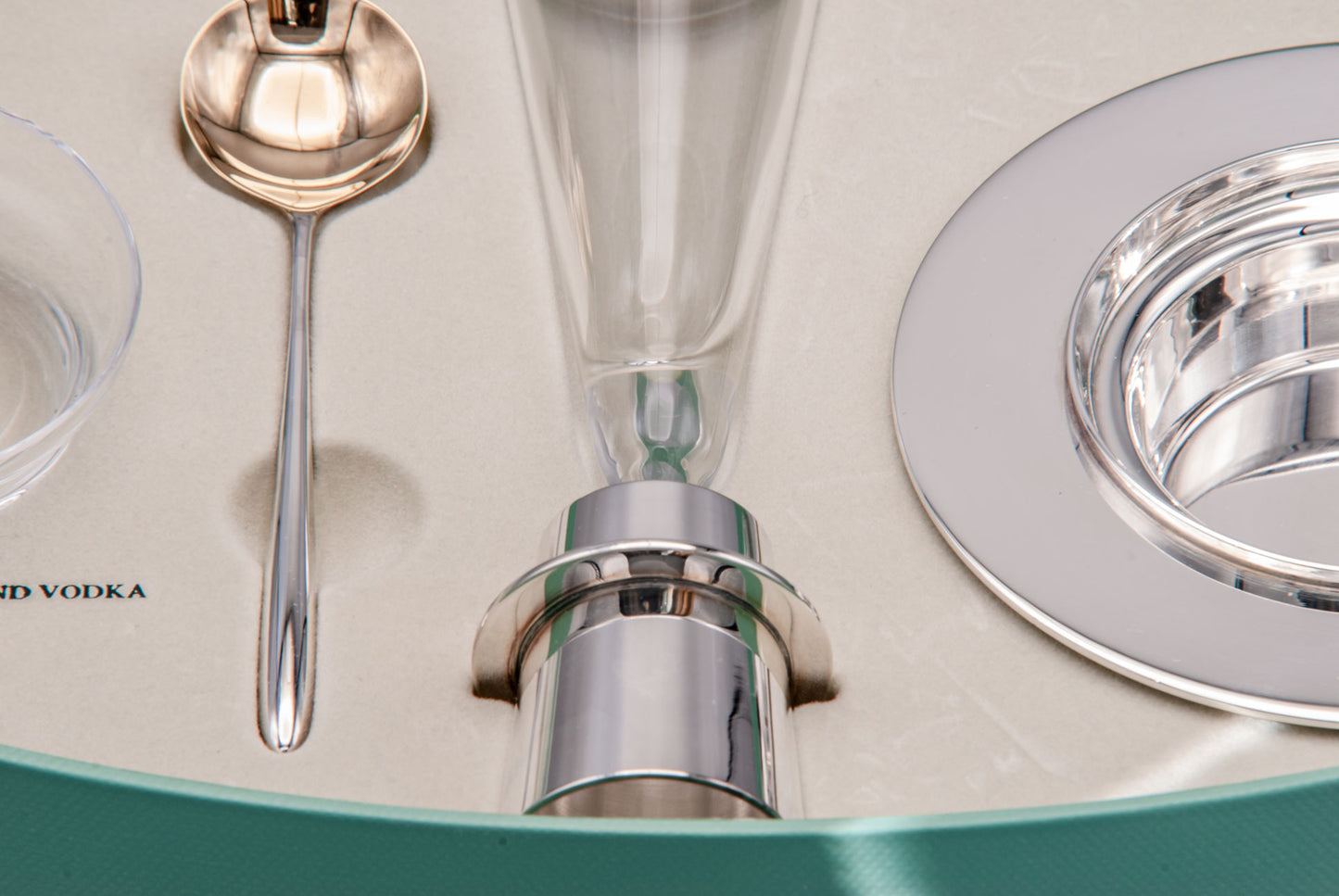 Spoon and shot glass from Caviar Vodka Set Gift Box